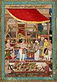 Manohar. Emperor Jahangir Weighs Prince Khurram. Page from Tuzuk-i Jahangiri. 1610-1615, British Museum, London