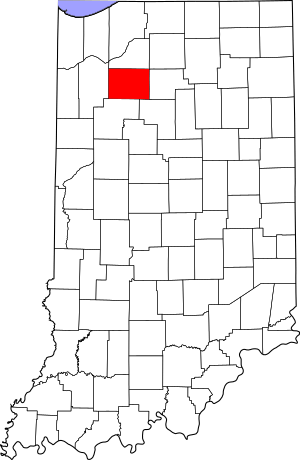 Map of Indiana highlighting Pulaski County