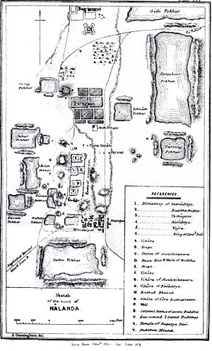 Map of Nalanda by Alexander Cunningham, 1861-62