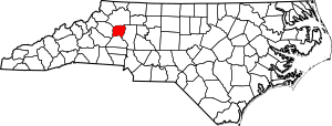 Map of North Carolina highlighting Alexander County