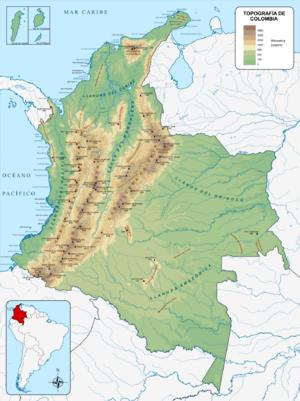 Mapa de Colombia (topografía)