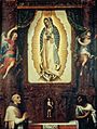 Miguel Cabrera - Altarpiece of the Virgin of Guadalupe with Saint John the Baptist, Fray Juan de Zumárraga and Juan Diego - Google Art Project