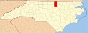 North Carolina Map Highlighting Granville County