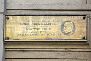 Plaque James Gordon Bennett Jr., 49 avenue de l'Opéra, Paris 2