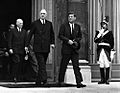 President Kennedy and President De Gaulle at the conclusion of their talks at Elysee Palace, Paris, France