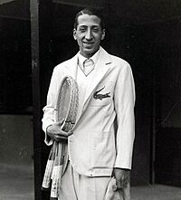 René Lacoste wearing his signature insignia