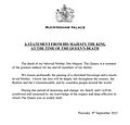 Royal House statement on the death of Elizabeth II