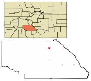 Location of the Town of Bonanza in Saguache County, Colorado.