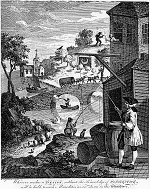 The importance of knowing perspective - Satire on False Perspective, by William Hogarth (1753)