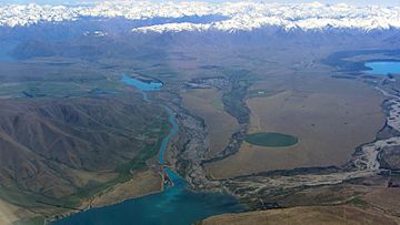 Twizel and Lakes Ruataniwha and Benmore, New Zealand