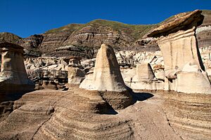 Wide shot of the Hoodoos at Drumheller