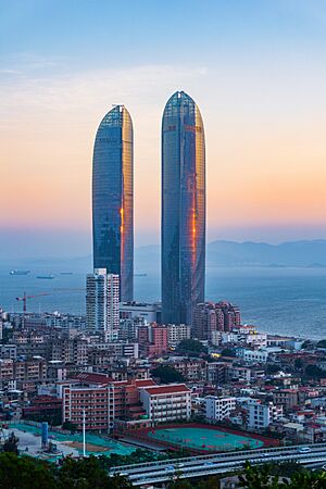 Xiamen Shimao Straits Tower at dusk