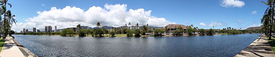 Panoramic view of the Ala Wai Canal