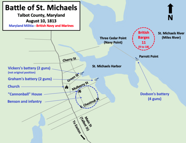 Battle of St Michaels troop positions 11 barges