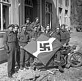 Captured German flag, Friesoythe, Germany, 16 April 1945
