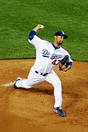 Cory Wade pitching for the LA Dodgers