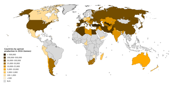 Countries by apricot production in 2016