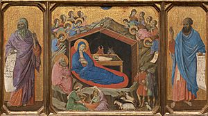 Duccio di Buoninsegna - The Nativity with the Prophets Isaiah and Ezekiel - Google Art Project.jpg