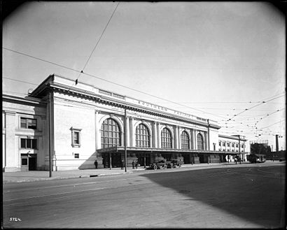 Exterior view of the Southern Pacific Depot, ca.1918 (CHS-5724).jpg
