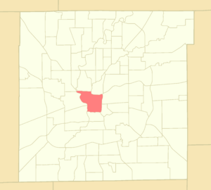 Location of Downtown within Indianapolis–Marion County, Indiana
