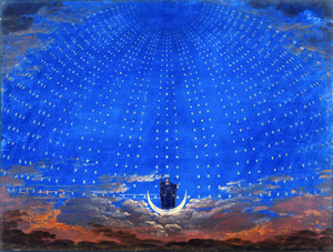 Karl Friedrich Schinkel Die Sternenhalle der Königin der Nacht Bühnenbild Zauberflöte Mozart