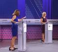 Kyrsten Sinema and Martha McSally in a debate for Senate's election of 2018