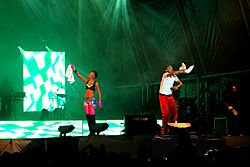 Machel Montano and Patrice Roberts on Stage