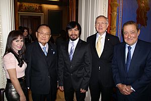Manny Pacquiao with Harry Reid and Daniel Inouye