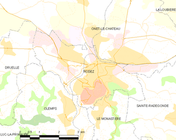 Map of the commune de Rodez