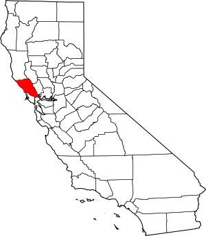 Map of California highlighting Sonoma County