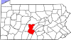 State map highlighting Huntingdon County