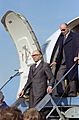 Menachem Begin and Moshe Dayan exits from an aircraft
