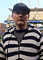Musician and Cubs fan Billy Corgan has his game face on for Game 7. (30653921591) (cropped)