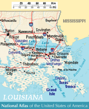 National Atlas Louisiana east detailed