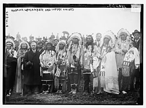Rodman Wanamaker and Indian Chiefs on February 22, 1913 at the groundbreaking ceremony for the National American Indian Memorial