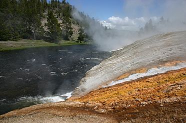 Runoff from Excelsior Geyser to Firehole River at Midway Geyser Basin