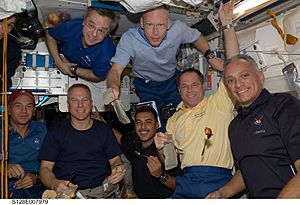 STS-128 crew meal in Node 1