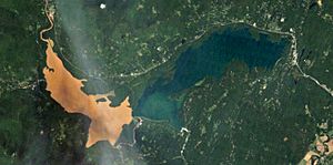 Satellite view of Ashokan Reservoir after Hurricane Irene