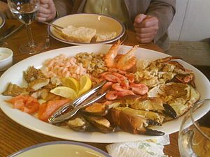 Seafood on platter