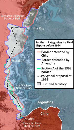 Southern Patagonian Ice Field dispute before 1994