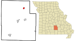 Location in Texas County and the state of Missouri.