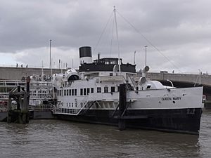 The Queen Mary on the River Thames, by the Victoria Embankment, London