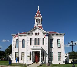 The Wilson County Courthouse in Floresville. The courthouse was added to the National Register of Historic Places on May 5, 1978.