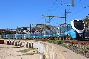 X'trapolis Mega on Kalk Bay bridge Dec 2023