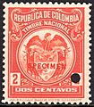 1916 2c Colombia specimen revenue stamp