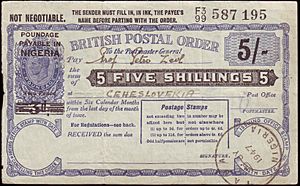 1947 GB postal order overprint for Nigeria