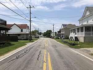 2022-07-17 12 55 25 View southwest along Main Street at Clifton Cubbage Drive in Bowers Beach, Kent County, Delaware