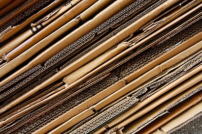 57 Cardboard stacked for recycling pick up in Kuala Lumpur, Malaysia - free photo with attribution (Creative Commons)