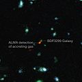 ALMA witnesses assembly of galaxy in early Universe (annotated)