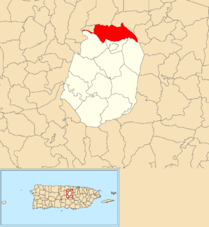 Location of Abras within the municipality of Corozal shown in red